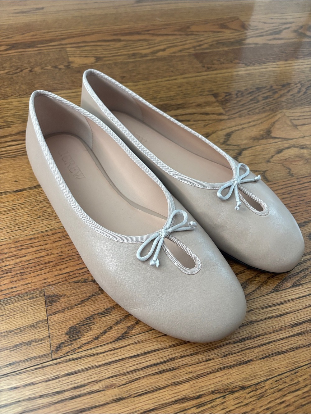 J Crew Classic Ballet Flat in Light Beige Leather